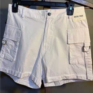 Rachel Paige White Cargo Shorts with Utility Pockets